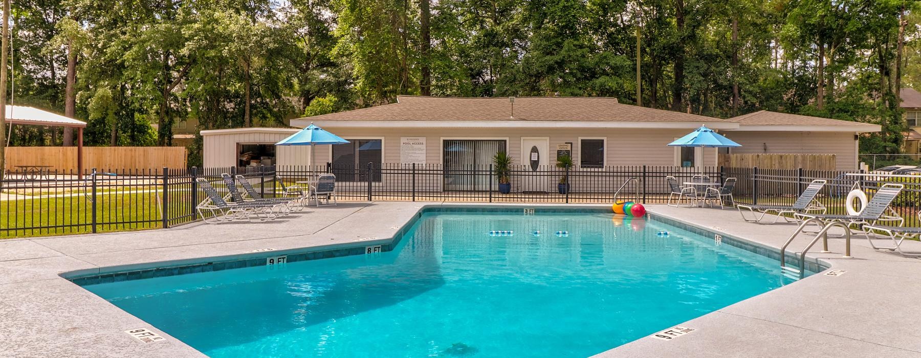 a swimming pool in a backyard